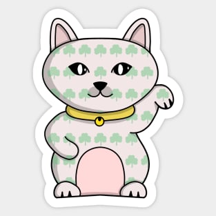 Lucky Cat Full of Clovers Sticker